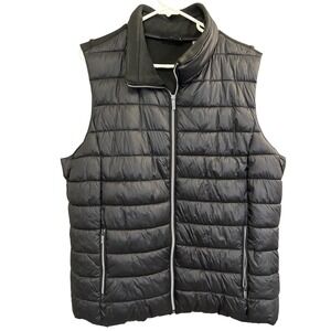 Tahari Puffer Vest 1X‎ Plus Women Black Full Zip Outerwear Gorpcore Winter Layer